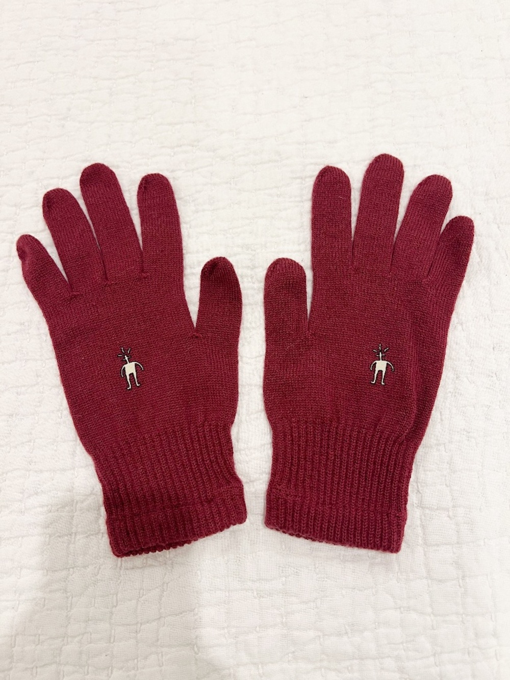Smartwool Gloves Mittens Adult Size Large Red Maroon Merino Blend Outdoor Hiking